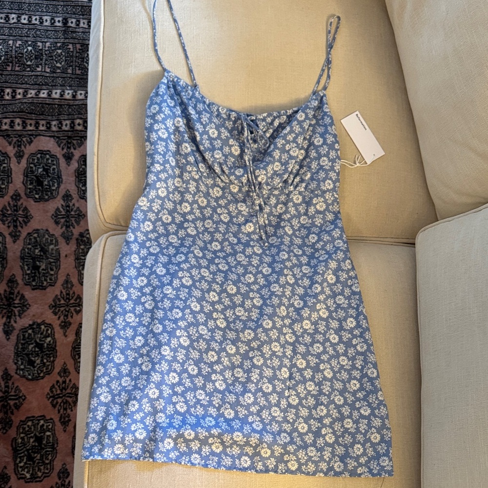 Reformation blue floral Abbott mini dress